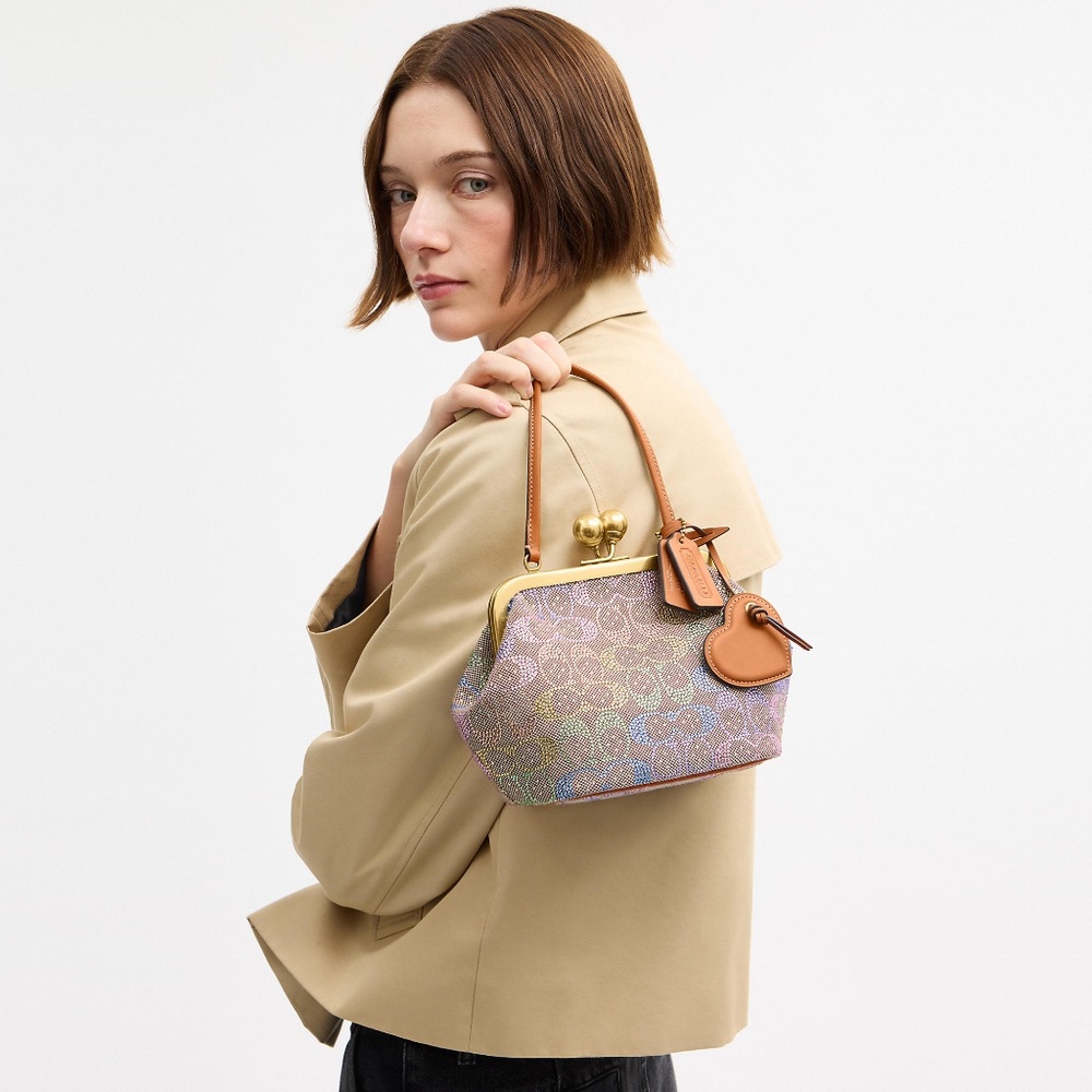 Coach Kisslock Frame Bag 16 In Crystal Signature Jacquard - Picture 3 of 3